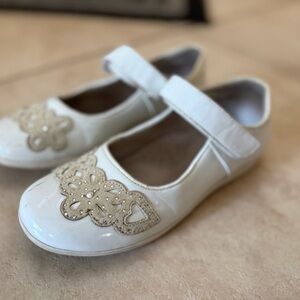 White Kids Shoes with Embellished Design